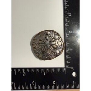Vintage MJ Sand Dollar Brooch Pendant Mixed Metal Silver Gold Tone Coastal Pin